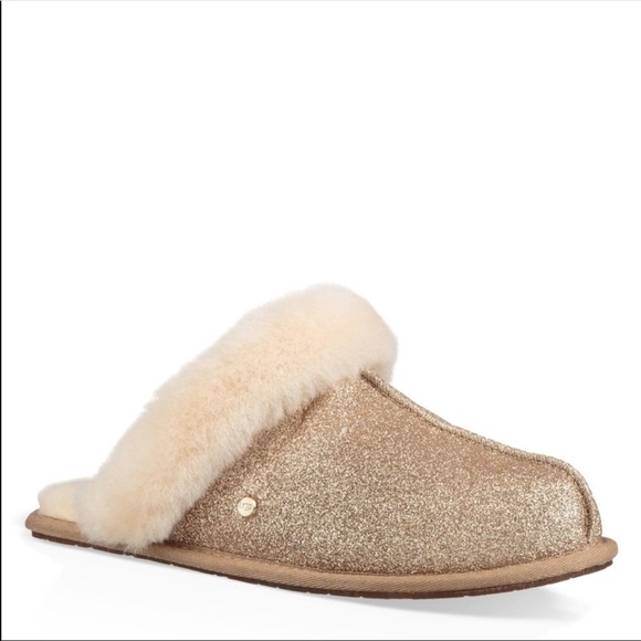 UGG Shoes - UGG Scuffette Gold Sparkle Slippers SZ 9